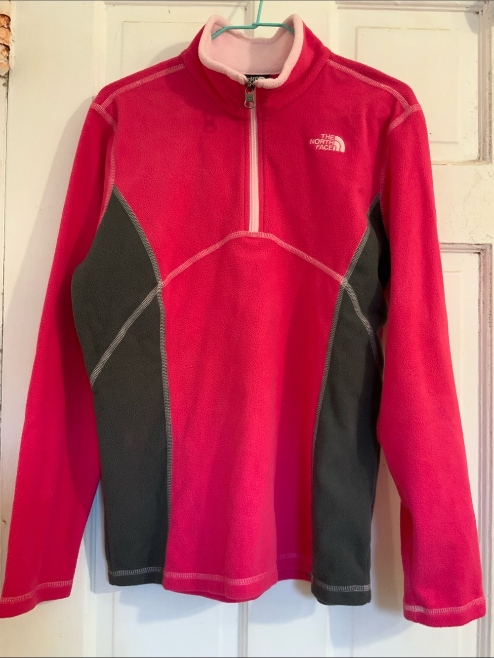 The North Face Hot Pink & Charcoal Half-Zip Fleece Pullover